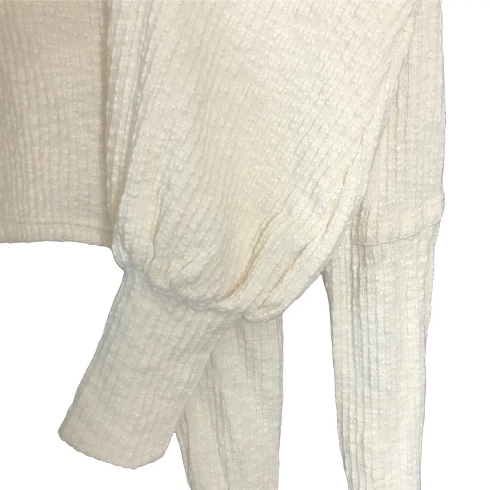 Free People Cream Heavy Popcorn Bubble Drop Sleeve Sweater XSMALL Oversized